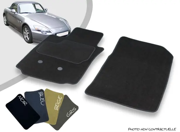 Commandez dès maintenant | Tapis auto avant sur-mesure Honda S2000 (2002/2009) moquette aiguilletée surjetée
