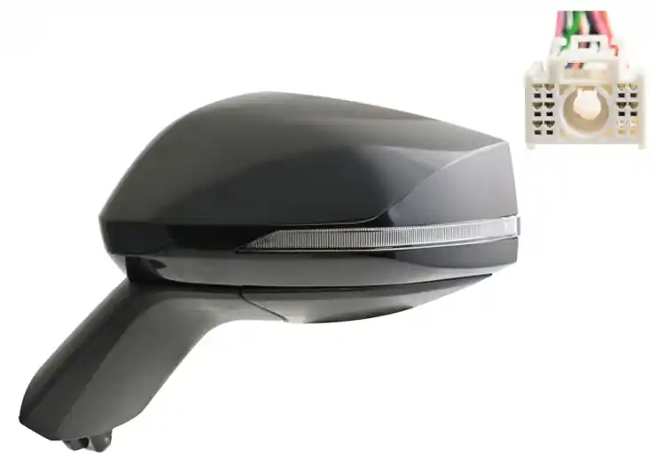 Rétroviseur gauche complet, apprêté, électrique, asphérique, chauffant. Base apprêtée. Rabattable électriquement, avec feu clignotant à 8 broches. - Qualité professionnelle